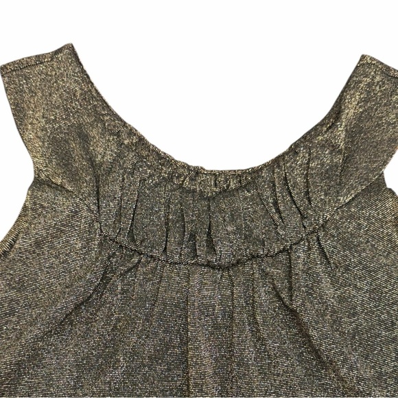 Vintage Havana Bronze Shimmer Sleeveless Top Y2K Metallic Glam Party Chic Small - Picture 6 of 11